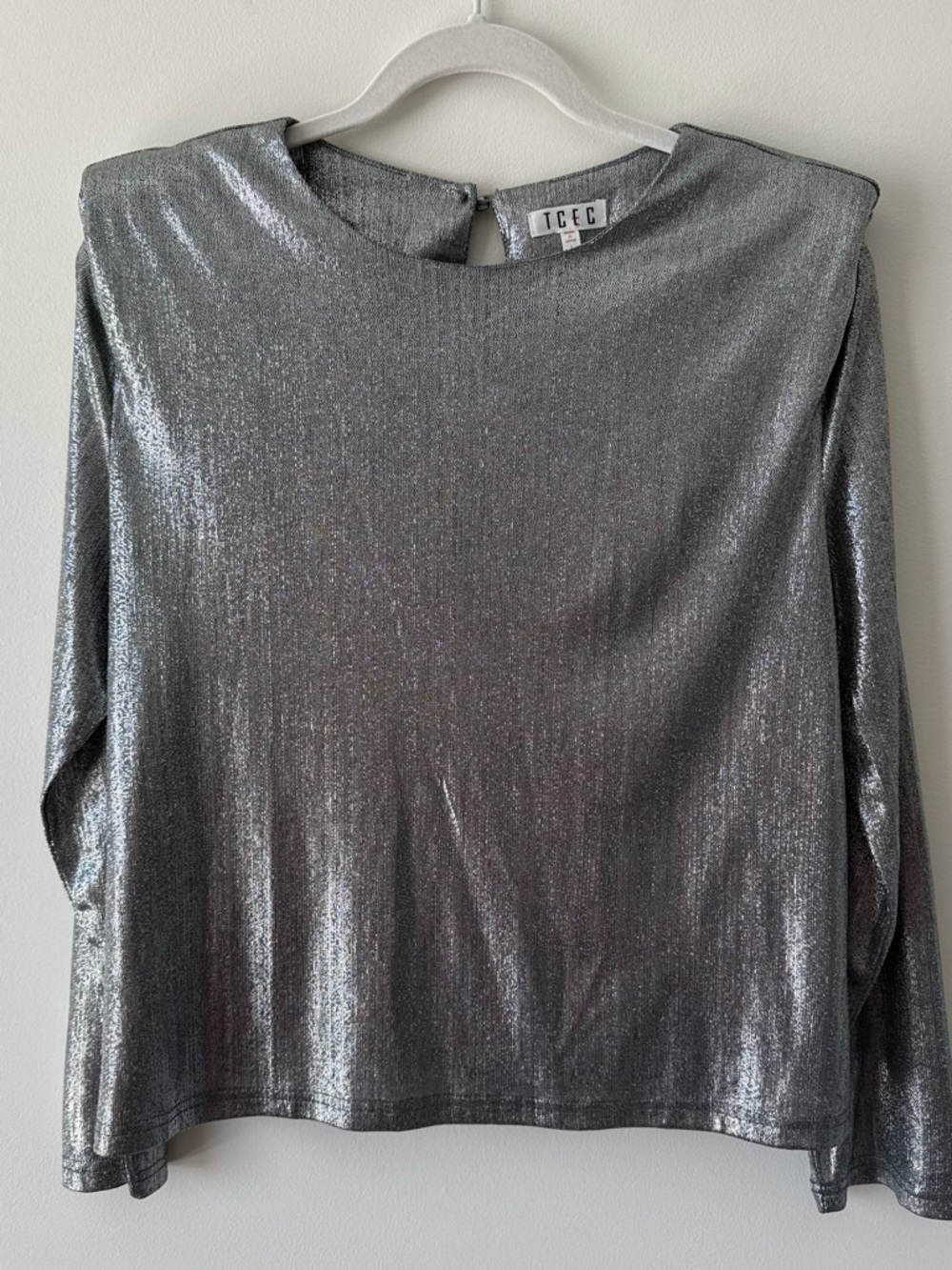 TCEC silver metallic structured long sleeve top size L